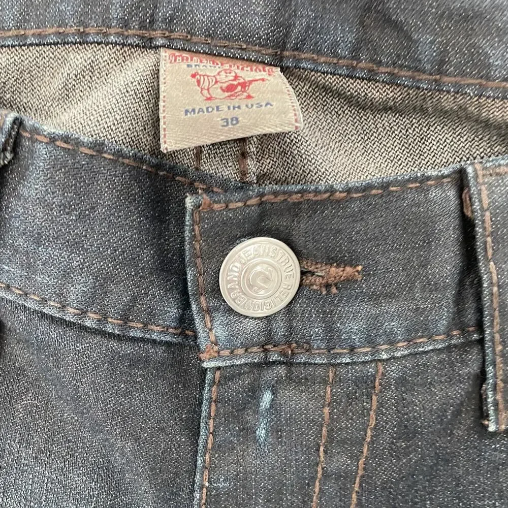 True Religion Shorts Adult 38 Blue Jean Rainbow Billy Denim Made In USA Mens